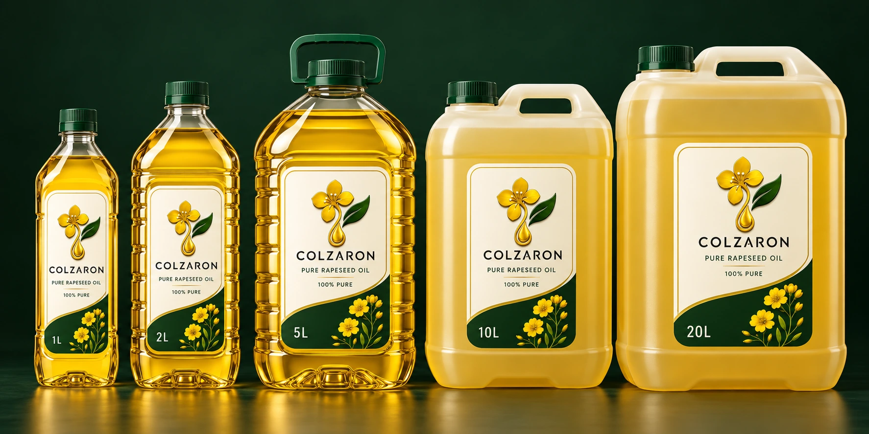 COLZARON packaging design concepts: 1, 2, 5, 10 and 20 litres